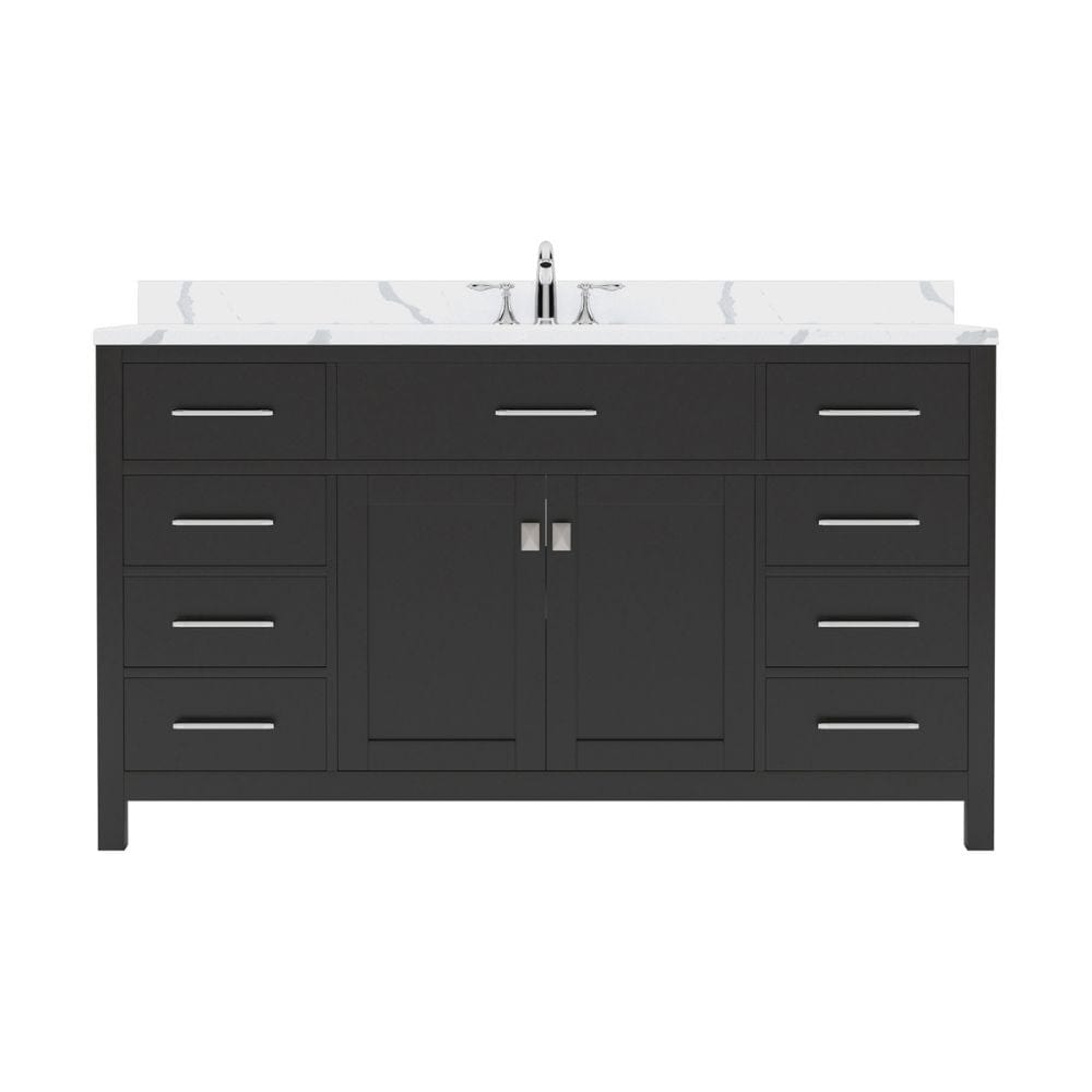 Virtu USA Caroline 60" Single Bath Vanity in Espresso with Calacatta Quartz Top and Round Sink | MS-2060-CCRO-ES-NM