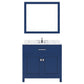 Virtu USA Caroline 36" Single Bath Vanity in French Blue with Calacatta Quartz Top and Square Sink with Polished Chrome Faucet with Matching Mirror | MS-2036-CCSQ-FB-002