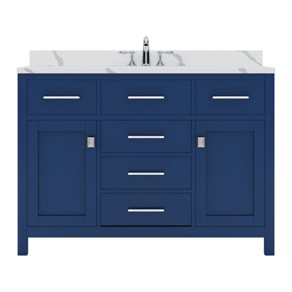 Virtu USA Caroline 48 Single Bath Vanity in French Blue with Calacatta Quartz Top and Round Sink | MS-2048-CCRO-FB-NM