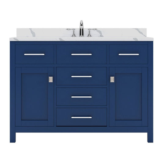 Virtu USA Caroline 48" Single Bath Vanity in French Blue with Calacatta Quartz Top and Round Sink | MS-2048-CCRO-FB-NM