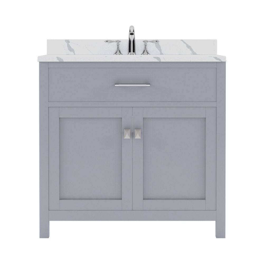 Virtu USA Caroline 36" Single Bath Vanity in Gray with Calacatta Quartz Top and Round Sink | MS-2036-CCRO-GR-NM