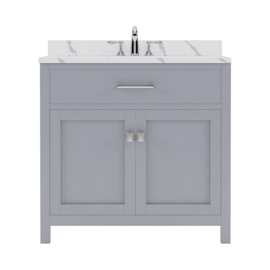 Virtu USA Caroline 36" Single Bath Vanity in Gray with Calacatta Quartz Top and Round Sink | MS-2036-CCRO-GR-NM