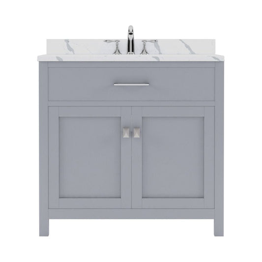 Virtu USA Caroline 36" Single Bath Vanity in Gray with Calacatta Quartz Top and Square Sink | MS-2036-CCSQ-GR-NM