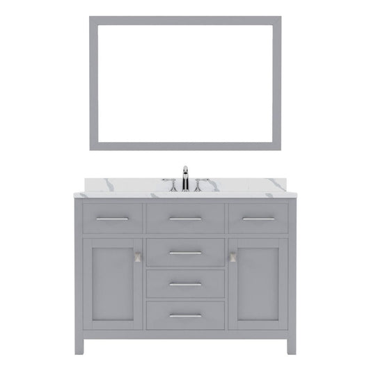 Virtu USA Caroline 48" Single Bath Vanity in Gray with Calacatta Quartz Top and Round Sink with Matching Mirror | MS-2048-CCRO-GR Our flagshi