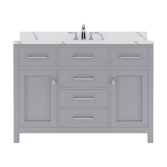 Virtu USA Caroline 48" Single Bath Vanity in Gray with Calacatta Quartz Top and Round Sink | MS-2048-CCRO-GR-NM