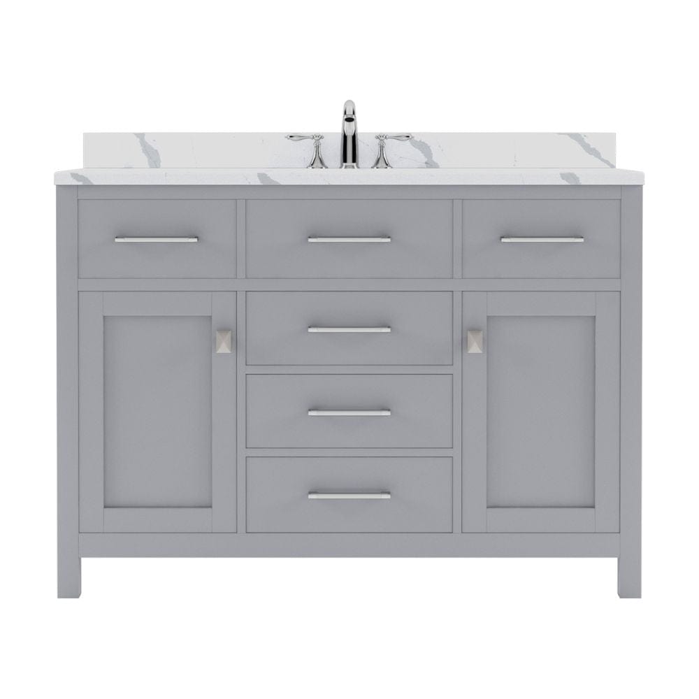 Virtu USA Caroline 48" Single Bath Vanity in Gray with Calacatta Quartz Top and Round Sink | MS-2048-CCRO-GR-NM