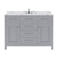 Virtu USA Caroline 48" Single Bath Vanity in Gray with Calacatta Quartz Top and Square Sink | MS-2048-CCSQ-GR-NM