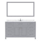 Virtu USA Caroline 60" Single Bath Vanity in Gray with Calacatta Quartz Top and Round Sink with Brushed Nickel Faucet with Matching Mirror | MS-2060-CCRO-GR-001