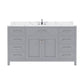 Virtu USA Caroline 60" Single Bath Vanity in Gray with Calacatta Quartz Top and Round Sink | MS-2060-CCRO-GR-NM