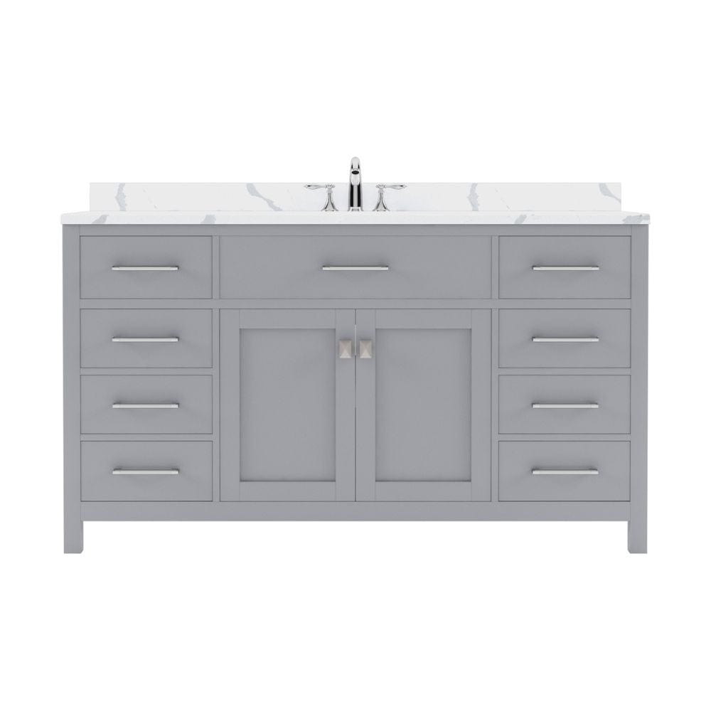 Virtu USA Caroline 60" Single Bath Vanity in Gray with Calacatta Quartz Top and Round Sink | MS-2060-CCRO-GR-NM