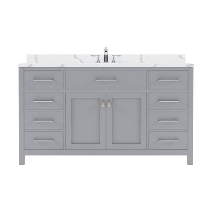 Virtu USA Caroline 60" Single Bath Vanity in Gray with Calacatta Quartz Top and Round Sink | MS-2060-CCRO-GR-NM