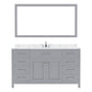 Virtu USA Caroline 60" Single Bath Vanity in Gray with Calacatta Quartz Top and Square Sink with Brushed Nickel Faucet with Matching Mirror | MS-2060-CCSQ-GR-001