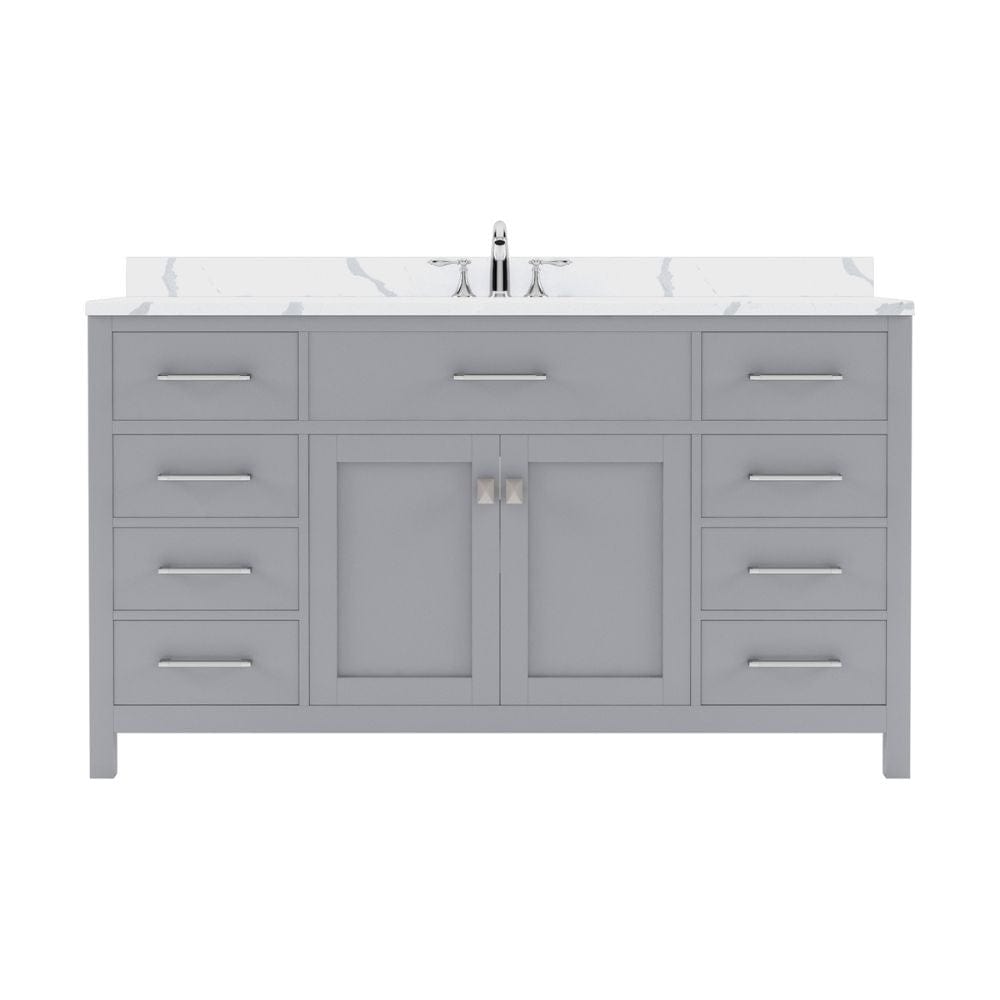 Virtu USA Caroline 60" Single Bath Vanity in Gray with Calacatta Quartz Top and Square Sink | MS-2060-CCSQ-GR-NM