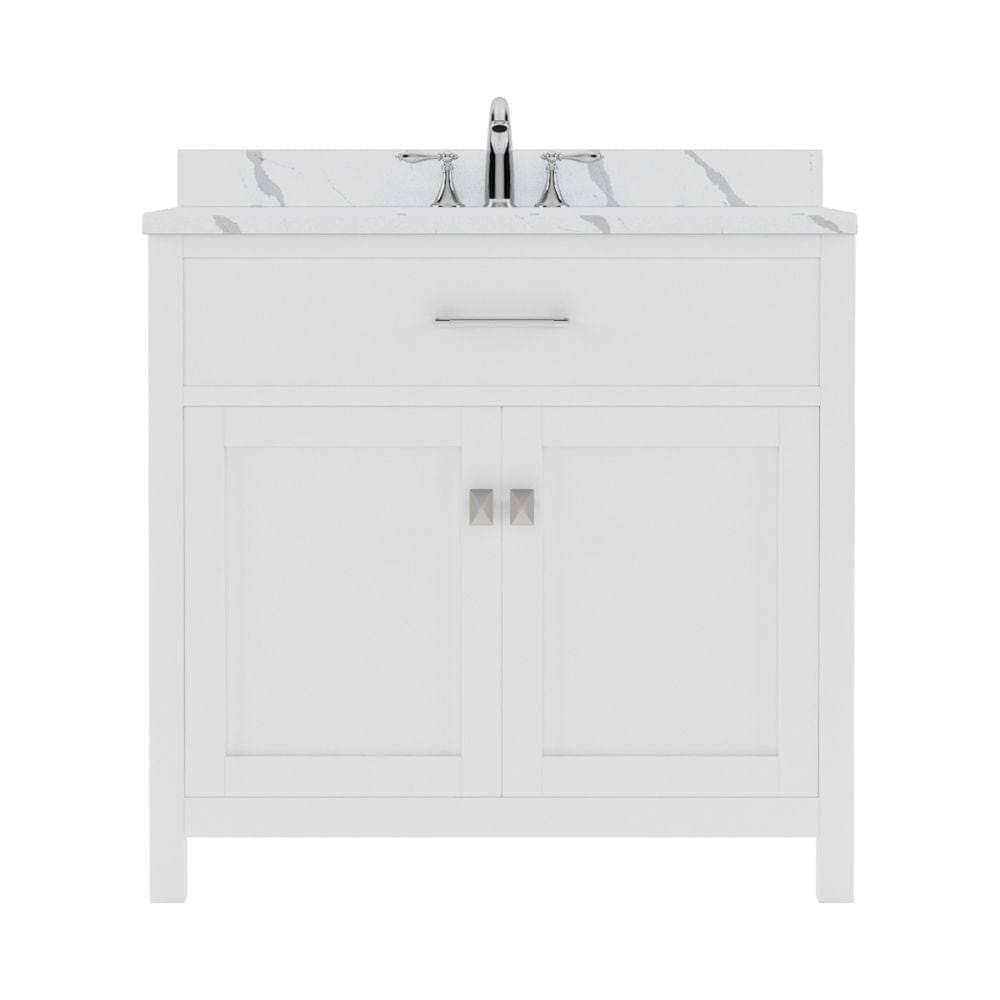 Virtu USA Caroline 36" Single Bath Vanity in White with Calacatta Quartz Top and Round Sink | MS-2036-CCRO-WH-NM