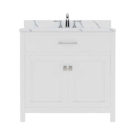 Virtu USA Caroline 36" Single Bath Vanity in White with Calacatta Quartz Top and Round Sink | MS-2036-CCRO-WH-NM