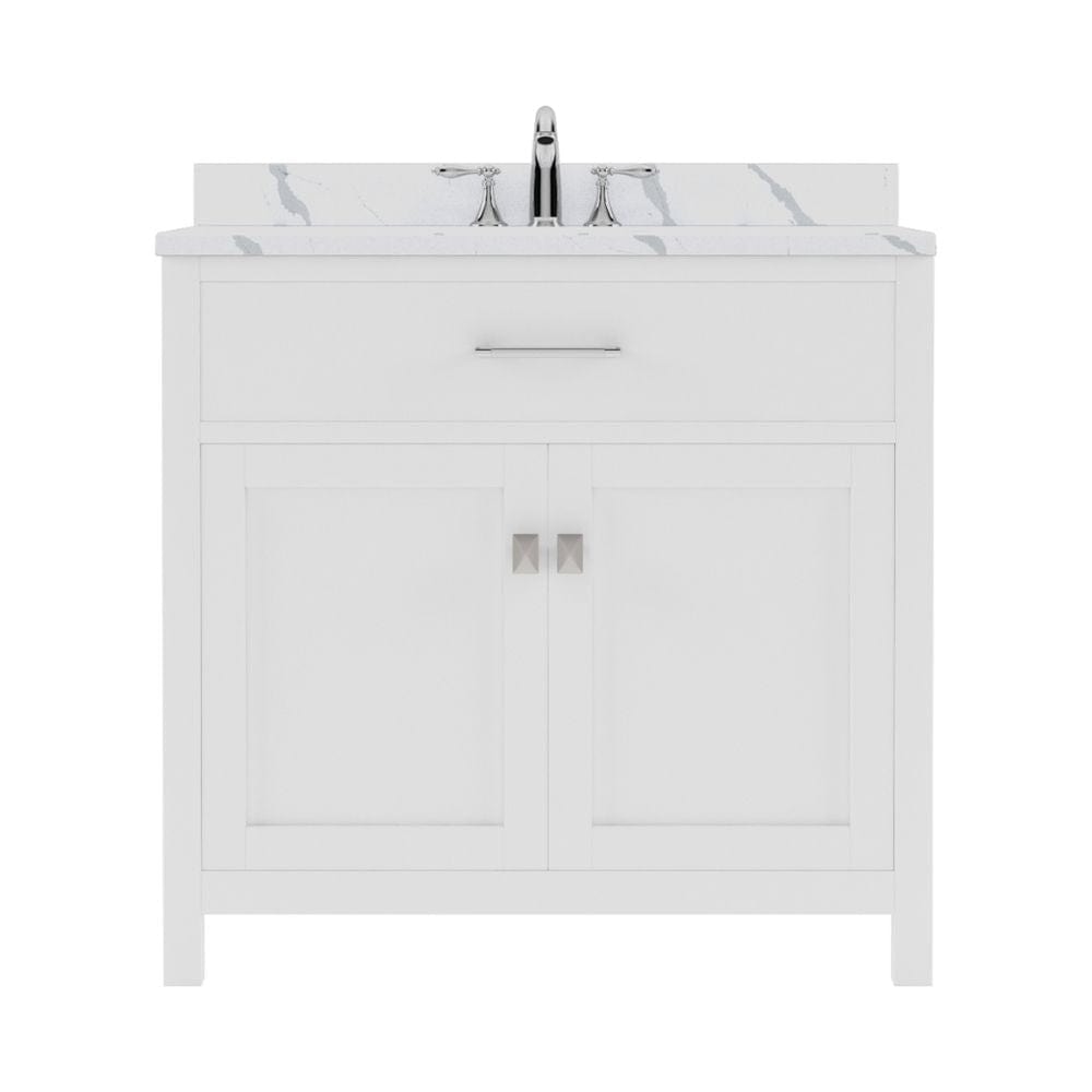 Virtu USA Caroline 36" Single Bath Vanity in White with Calacatta Quartz Top and Square Sink | MS-2036-CCSQ-WH-NM