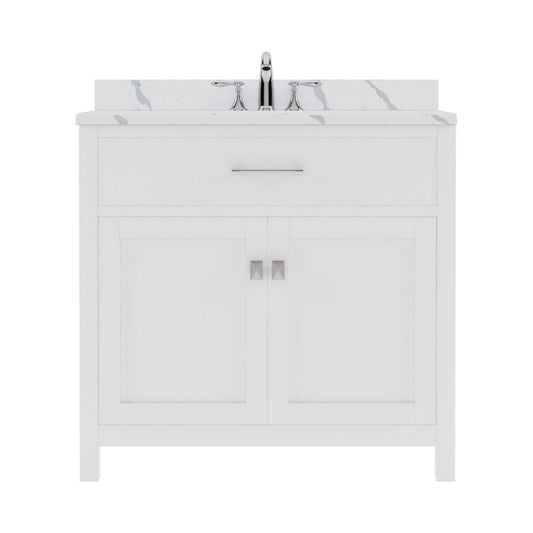 Virtu USA Caroline 36" Single Bath Vanity in White with Calacatta Quartz Top and Square Sink | MS-2036-CCSQ-WH-NM