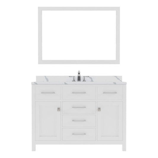 Virtu USA Vanities Caroline White 48" Round Sink Vanity Set with Brushed Nickel Faucet | MS-2048-CCRO-WH-001