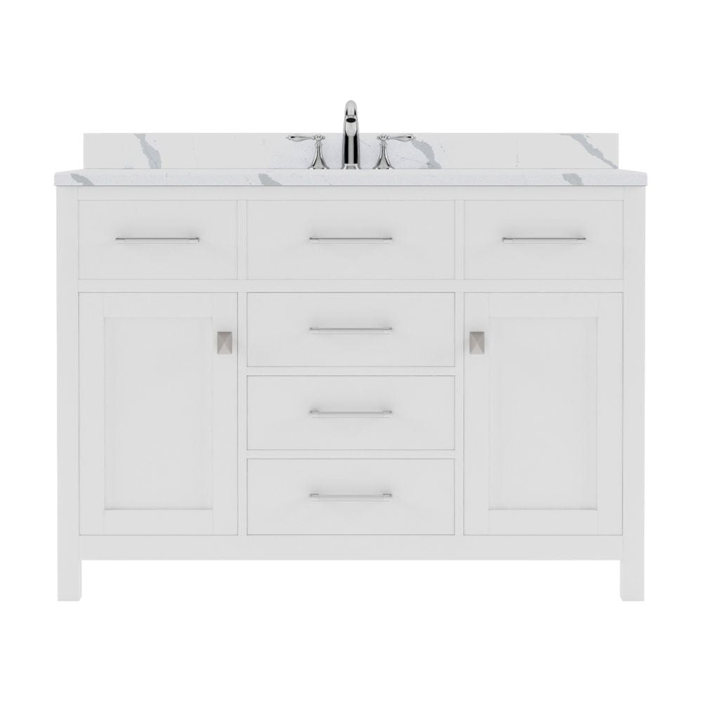 Virtu USA Caroline 48" Single Bath Vanity in White with Calacatta Quartz Top and Round Sink | MS-2048-CCRO-WH-NM