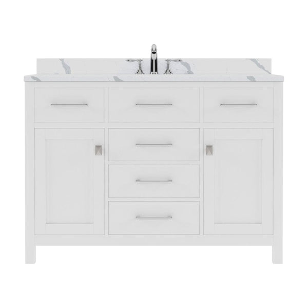 Virtu USA Caroline 48 Single Bath Vanity in White with Calacatta Quartz Top and Round Sink | MS-2048-CCRO-WH-NM