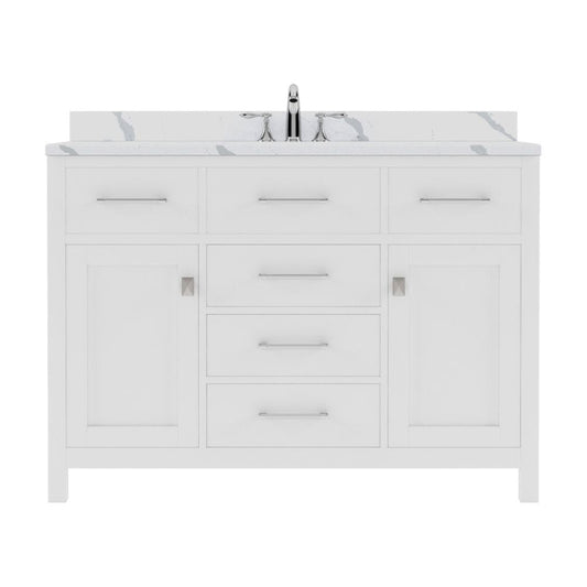 Virtu USA Caroline 48" Single Bath Vanity in White with Calacatta Quartz Top and Round Sink | MS-2048-CCRO-WH-NM