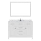 Virtu USA Caroline 48" Single Bath Vanity in White with Calacatta Quartz Top and Square Sink with Brushed Nickel Faucet with Matching Mirror | MS-2048-CCSQ-WH-001