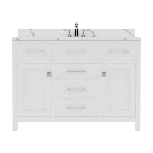 Virtu USA Caroline 48" Single Bath Vanity in White with Calacatta Quartz Top and Square Sink | MS-2048-CCSQ-WH-NM