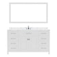 Virtu USA Caroline 60" Single Bath Vanity in White with Calacatta Quartz Top and Round Sink with Brushed Nickel Faucet with Matching Mirror | MS-2060-CCRO-WH-001