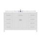 Virtu USA Caroline 60" Single Bath Vanity in White with Calacatta Quartz Top and Round Sink | MS-2060-CCRO-WH-NM