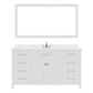 Virtu USA Caroline 60" Single Bath Vanity in White with Calacatta Quartz Top and Square Sink with Brushed Nickel Faucet with Matching Mirror | MS-2060-CCSQ-WH-001