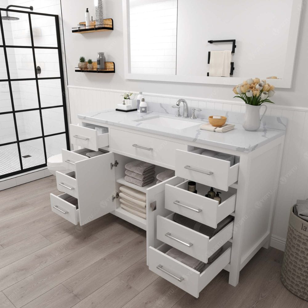  Each Caroline vanity is handcrafted with a 2" solid wood birch frame built to last a lifetime.