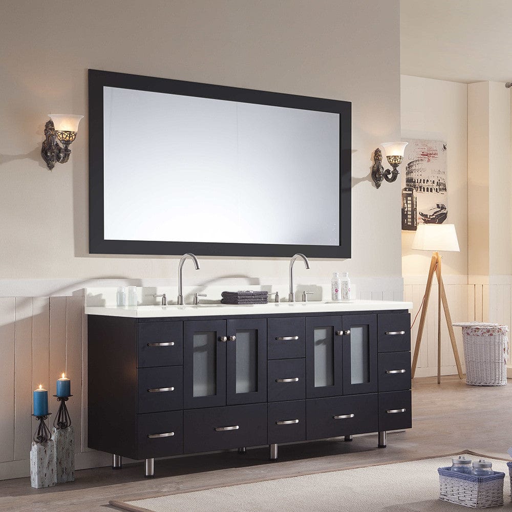 Ariel Americano 73 Double Sink Vanity Set in Black