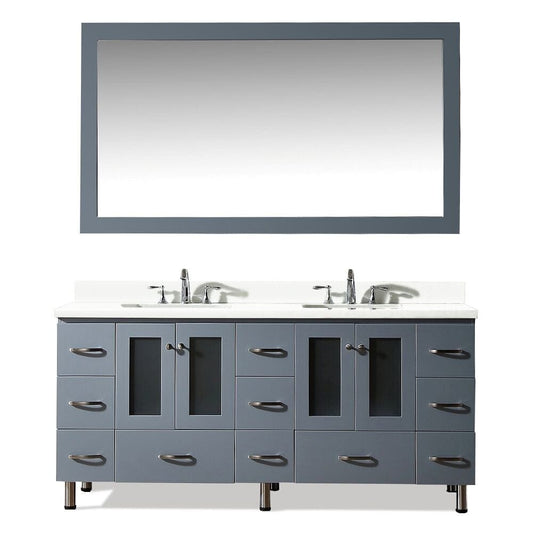 73" Double Sink Vanity Set In Grey