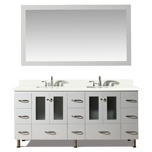 73" Double Sink Vanity Set In White