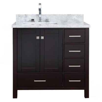 Ariel Cambridge  37" Espresso Left Offset Single Rectangle Sink Vanity