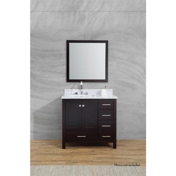 Ariel Cambridge  37" Espresso Left Offset Single Rectangle Sink Vanity