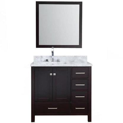 Ariel Cambridge  37" Espresso Left Offset Single Rectangle Sink Vanity Set