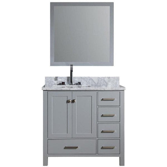 Ariel Cambridge  37" Grey Left Offset Single Rectangle Sink Vanity Set