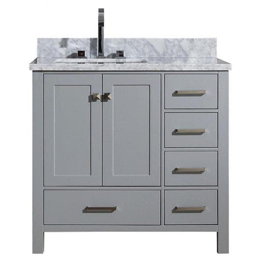 Ariel Cambridge  37" Grey Modern Left Offset Single Rectangle Sink Vanity