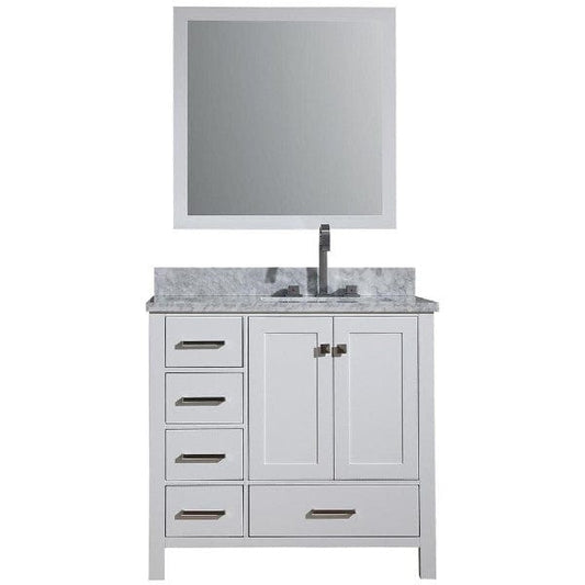 Ariel Cambridge  37" Grey Right Offset Single Rectangle Sink Vanity Set