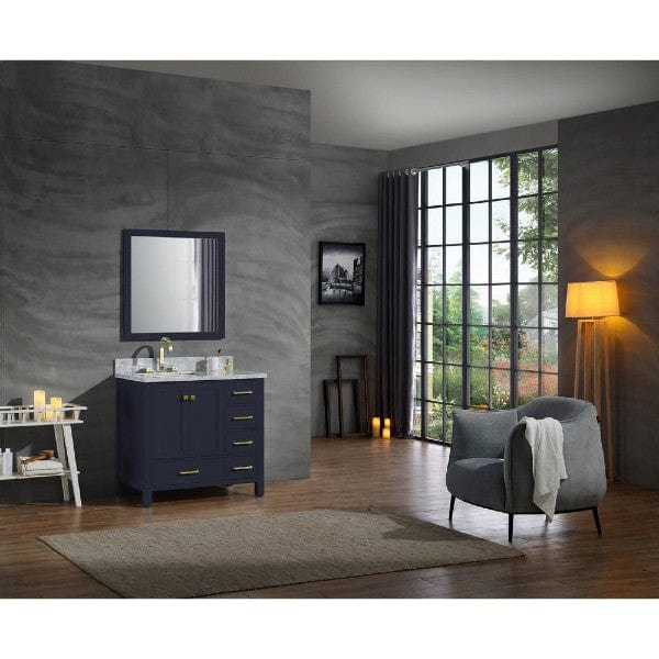 Ariel Cambridge  37" Midnight Blue Left Offset Single Rectangle Sink Vanity Set