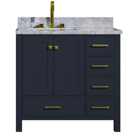 Ariel Cambridge  37" Midnight Blue Modern Left Offset Single Rectangle Sink Vanity