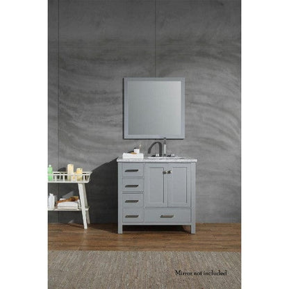 Ariel Cambridge  37" Modern Grey  Right Offset Single Rectangle Sink Vanity