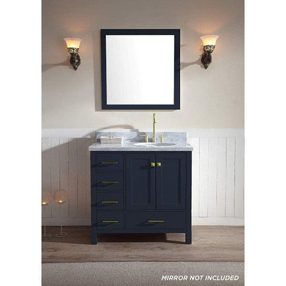 Ariel Cambridge  37" Modern Midnight Blue Right Offset Single Oval Sink Vanity