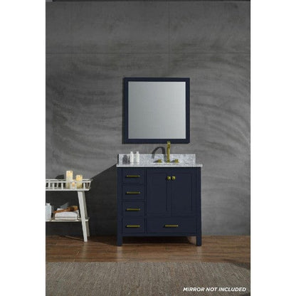 Ariel Cambridge  37" Modern Midnight Blue Right Offset Single Rectangle Sink Vanity