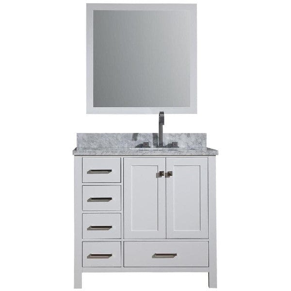 Ariel Cambridge  37 Modern White Right Offset Single Rectangle Sink Vanity Set