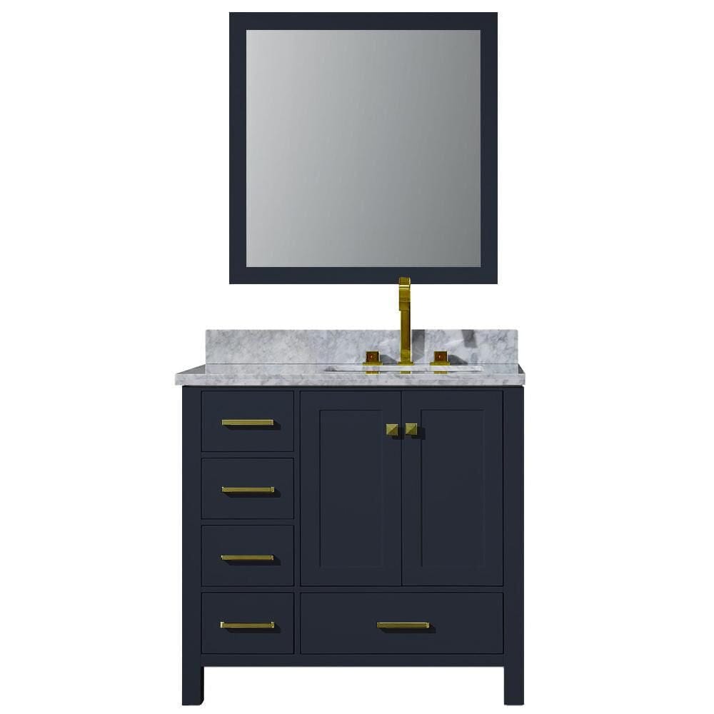 37" Right Offset Single Sink Vanity Set In Midnight Blue