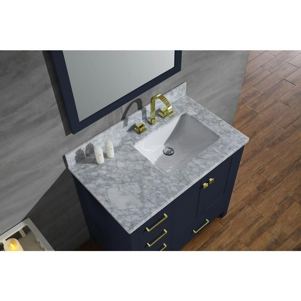 Ariel Cambridge 37 Right Offset Single Sink Vanity Set In Midnight Blue