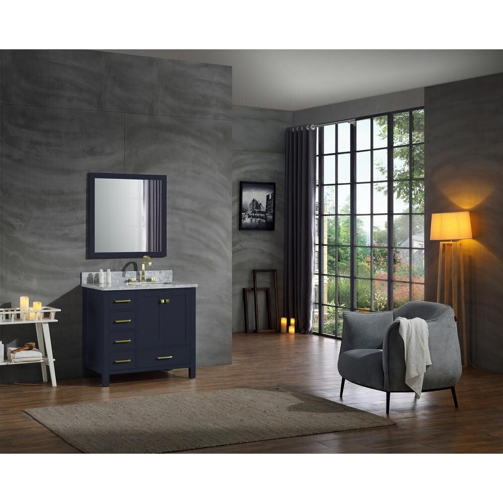 Ariel Cambridge 37 Right Offset Single Sink Vanity Set In Midnight Blue