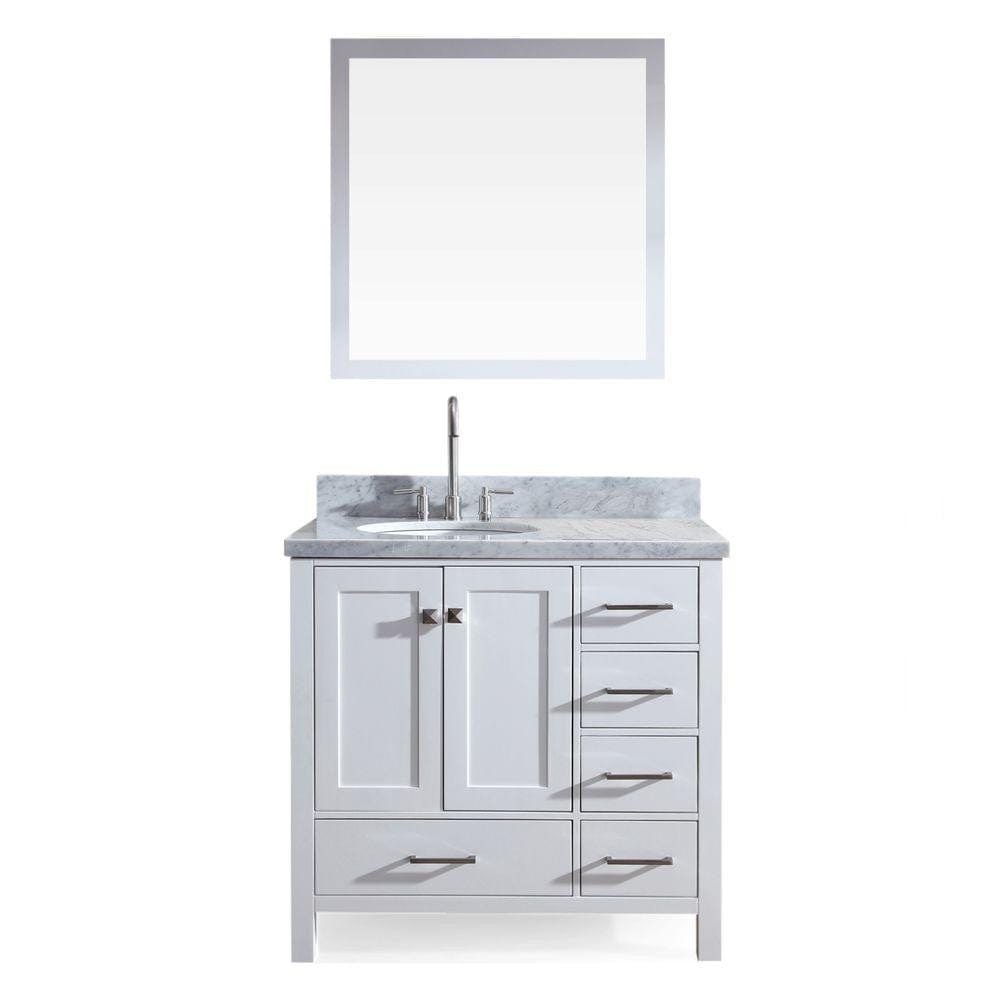 ARIEL Cambridge 37" Single Sink Vanity Set w/ Left Offset Sink in White